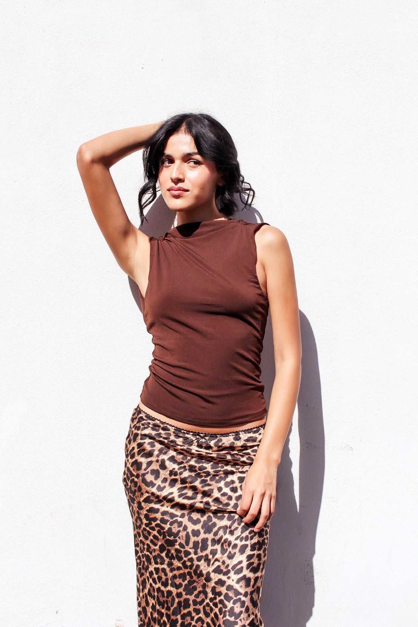 Leopard Lounge Satin Midi Skirt by 75