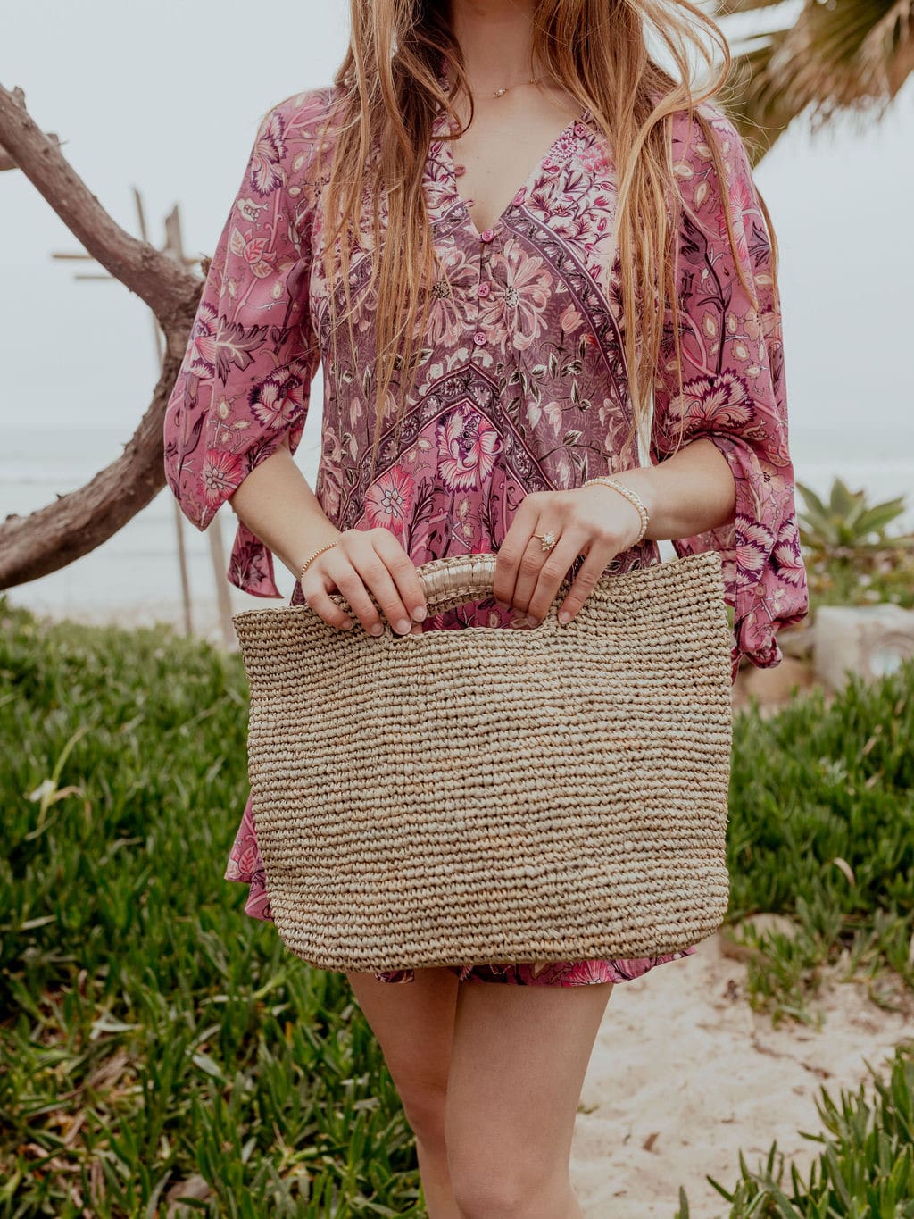 Flora Bella Napa Lux Metallic Raffia Straw Small Beach Tote * Flora Bella raffi online