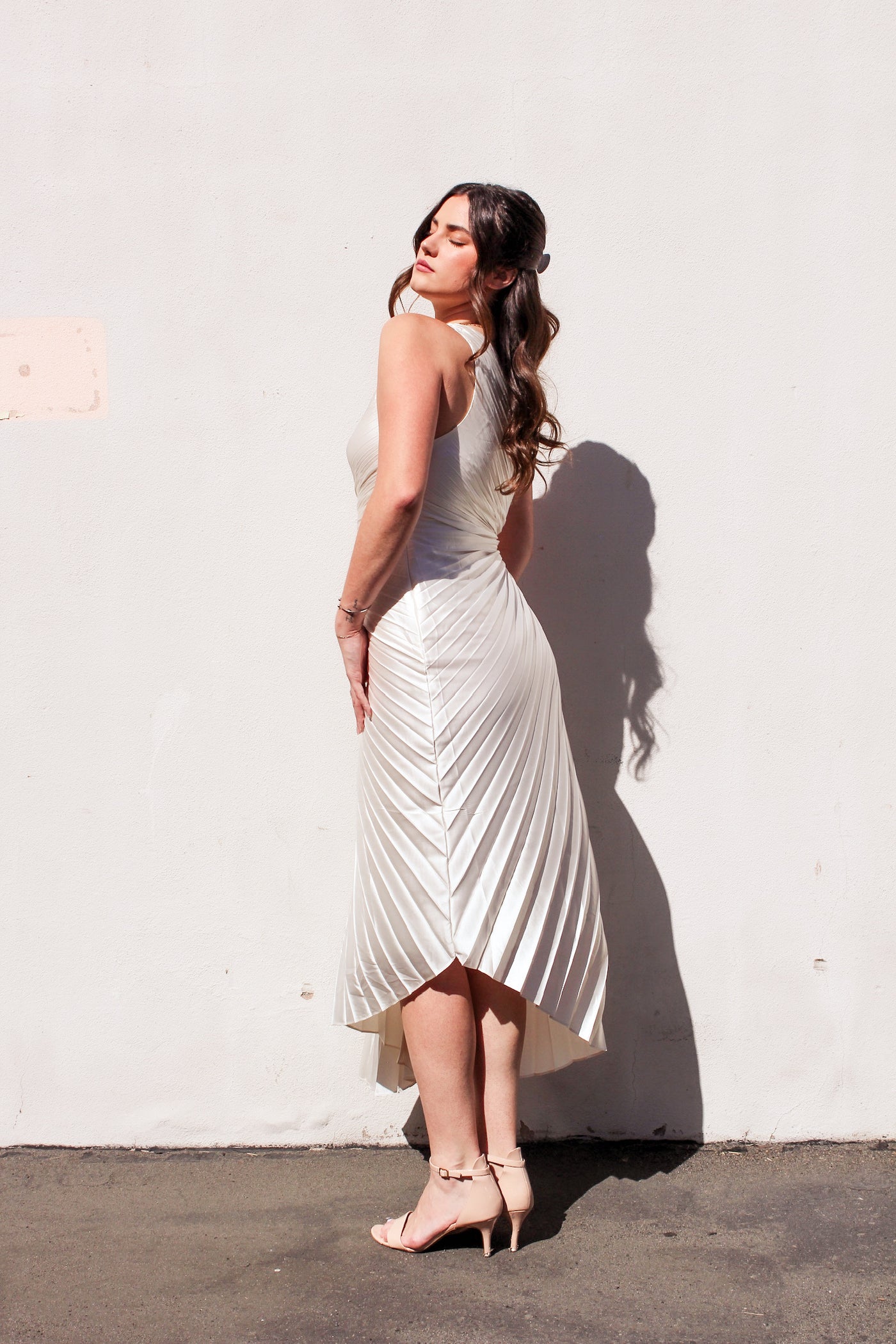 Asymmetrical Pleated Midi Featuring One Shoulder by 75