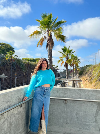 Ocean Breeze Fuzzy Alpaca Knit Sweater