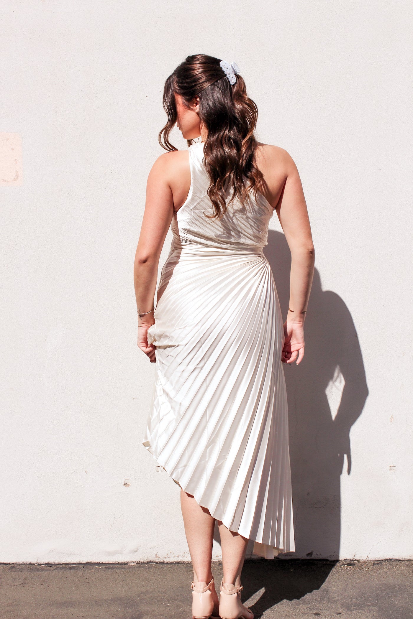 Asymmetrical Pleated Midi Featuring One Shoulder by 75