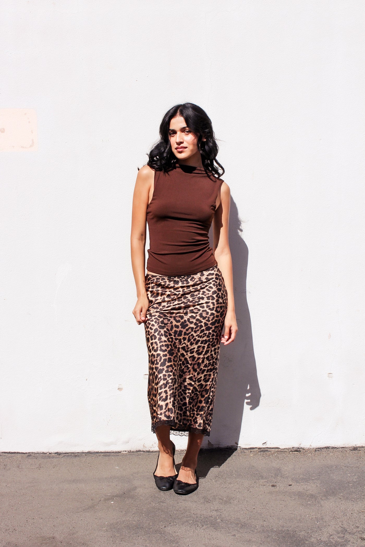 Leopard Lounge Satin Midi Skirt by 75