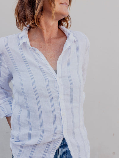 Romy Yarn Dyed Linen Button Up by CP Shades