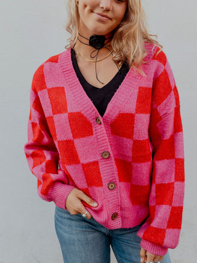 Check Cardigan Sweater by 75