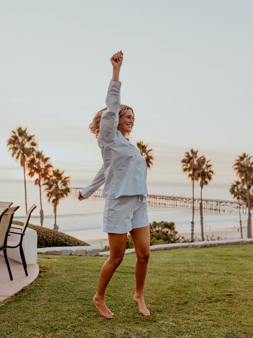 Olive// Pajamas with a Long Sleeve Top and Shorts