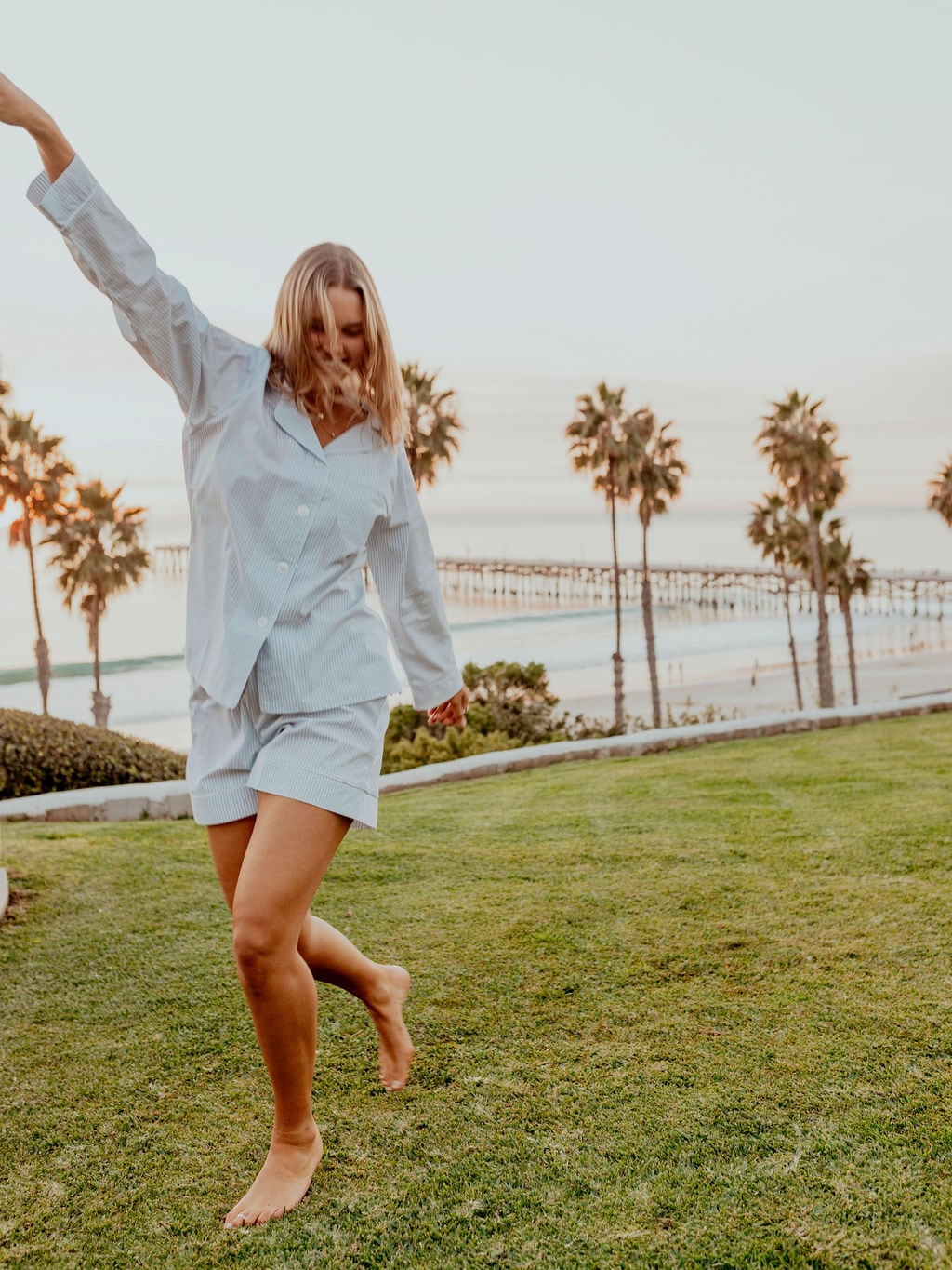 Olive// Pajamas with a Long Sleeve Top and Shorts