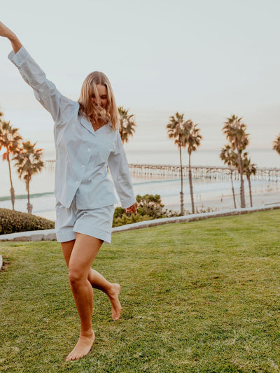 Olive// Pajamas with a Long Sleeve Top and Shorts