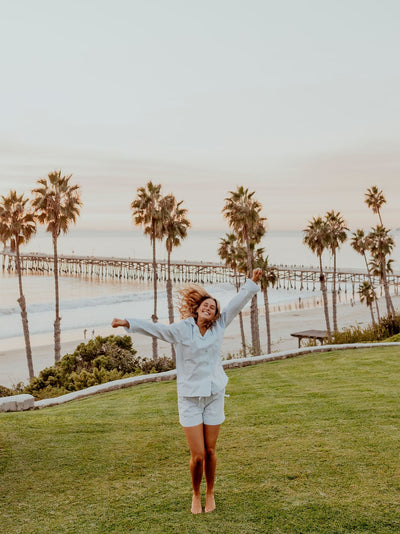 Olive// Pajamas with a Long Sleeve Top and Shorts