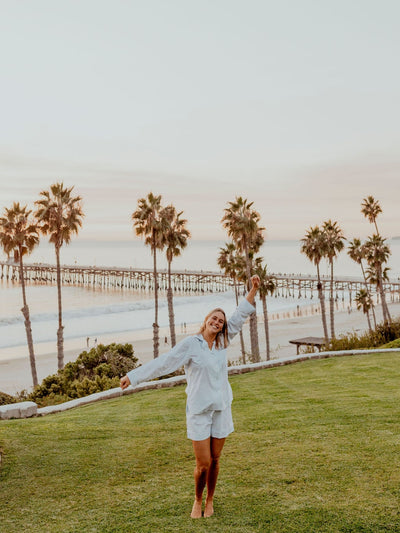 Olive// Pajamas with a Long Sleeve Top and Shorts