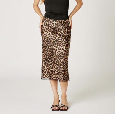 Leopard Lounge Satin Midi Skirt by 75