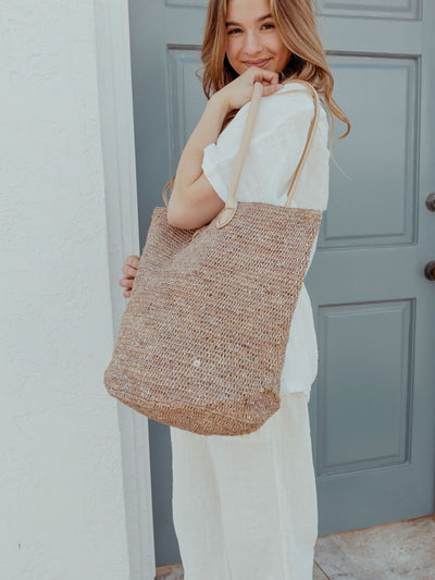 Cyprus/Crochet Raffia Tote by Flora Bella