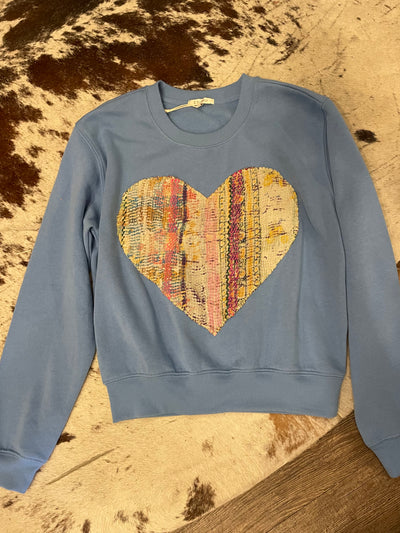 Classic Crew Sweatshirt with Kantha Heart by Z Supply