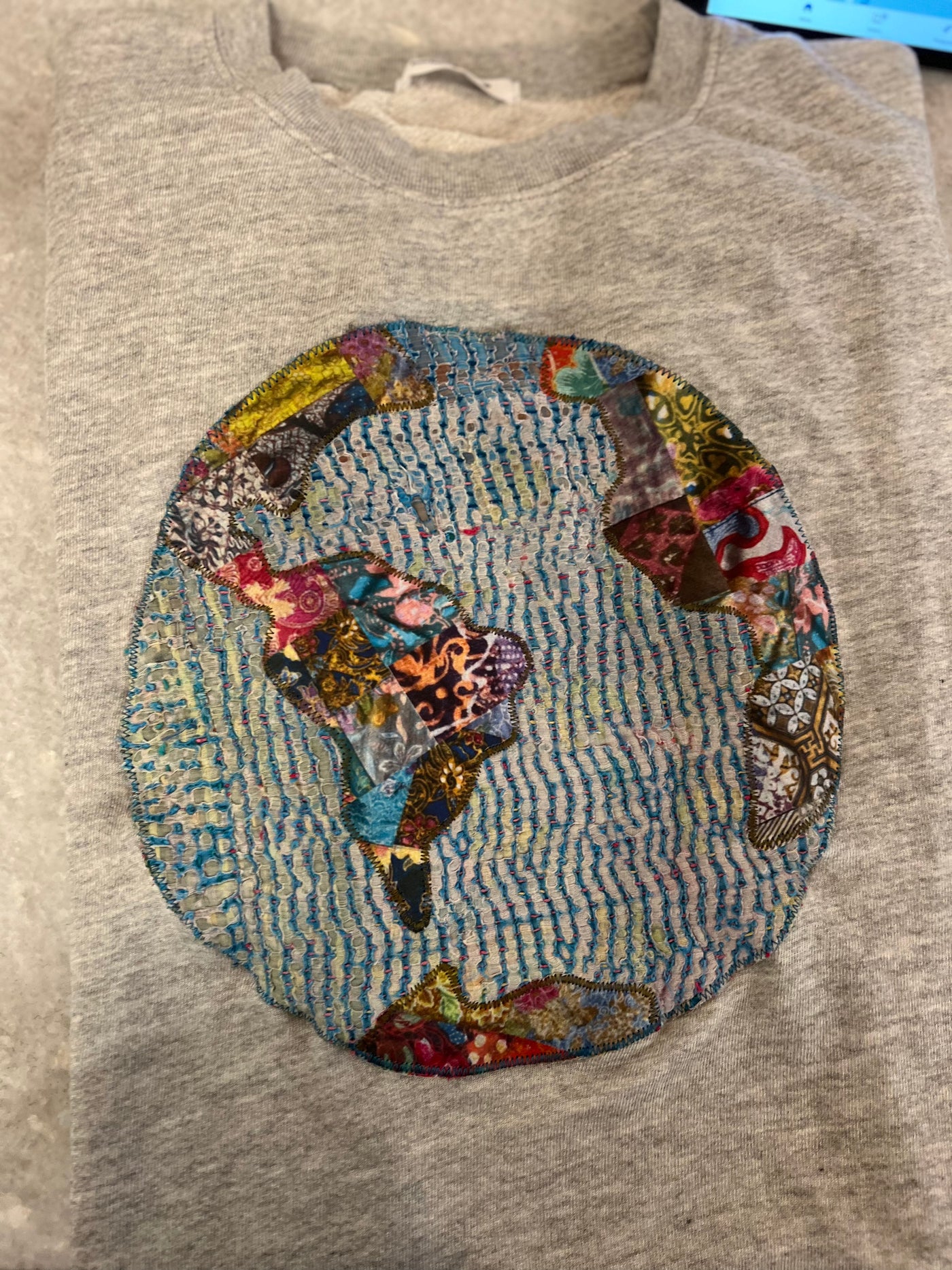 Tyler Sweatshirt by Perfect White Tee with Kantha Earth Applique