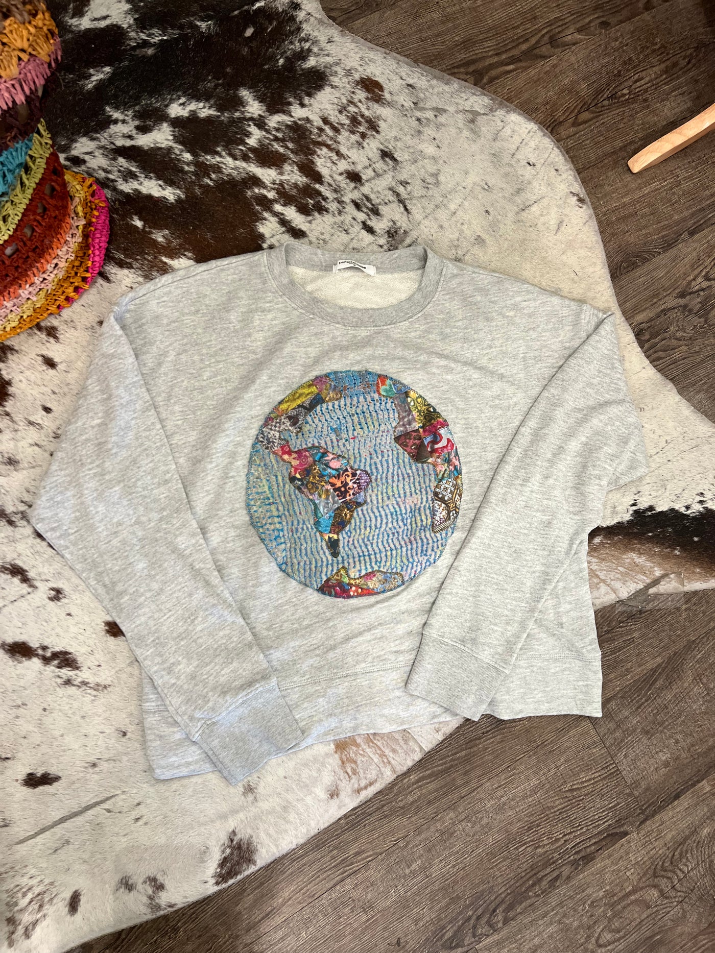 Tyler Sweatshirt by Perfect White Tee with Kantha Earth Applique