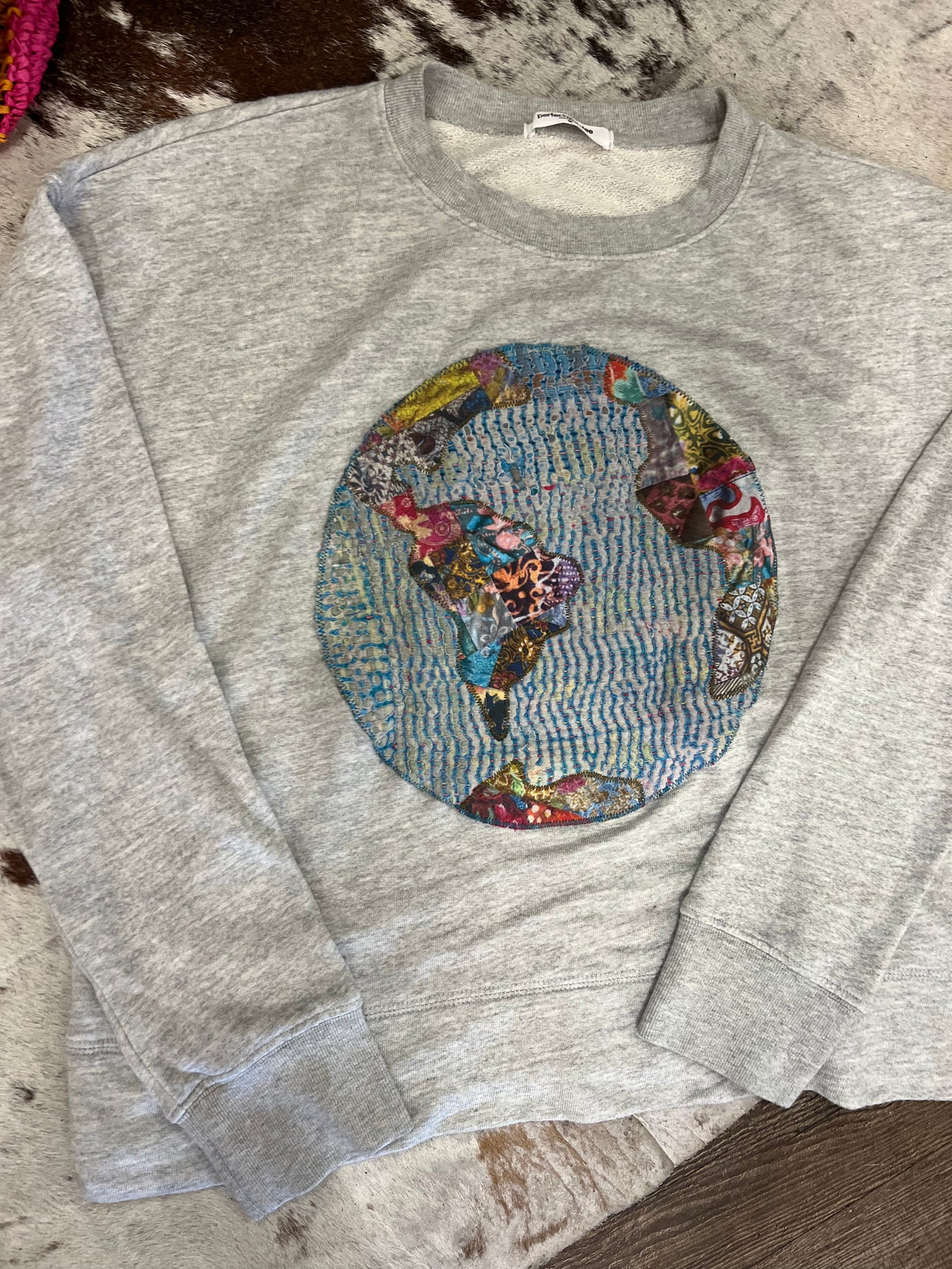 Tyler Sweatshirt by Perfect White Tee with Kantha Earth Applique