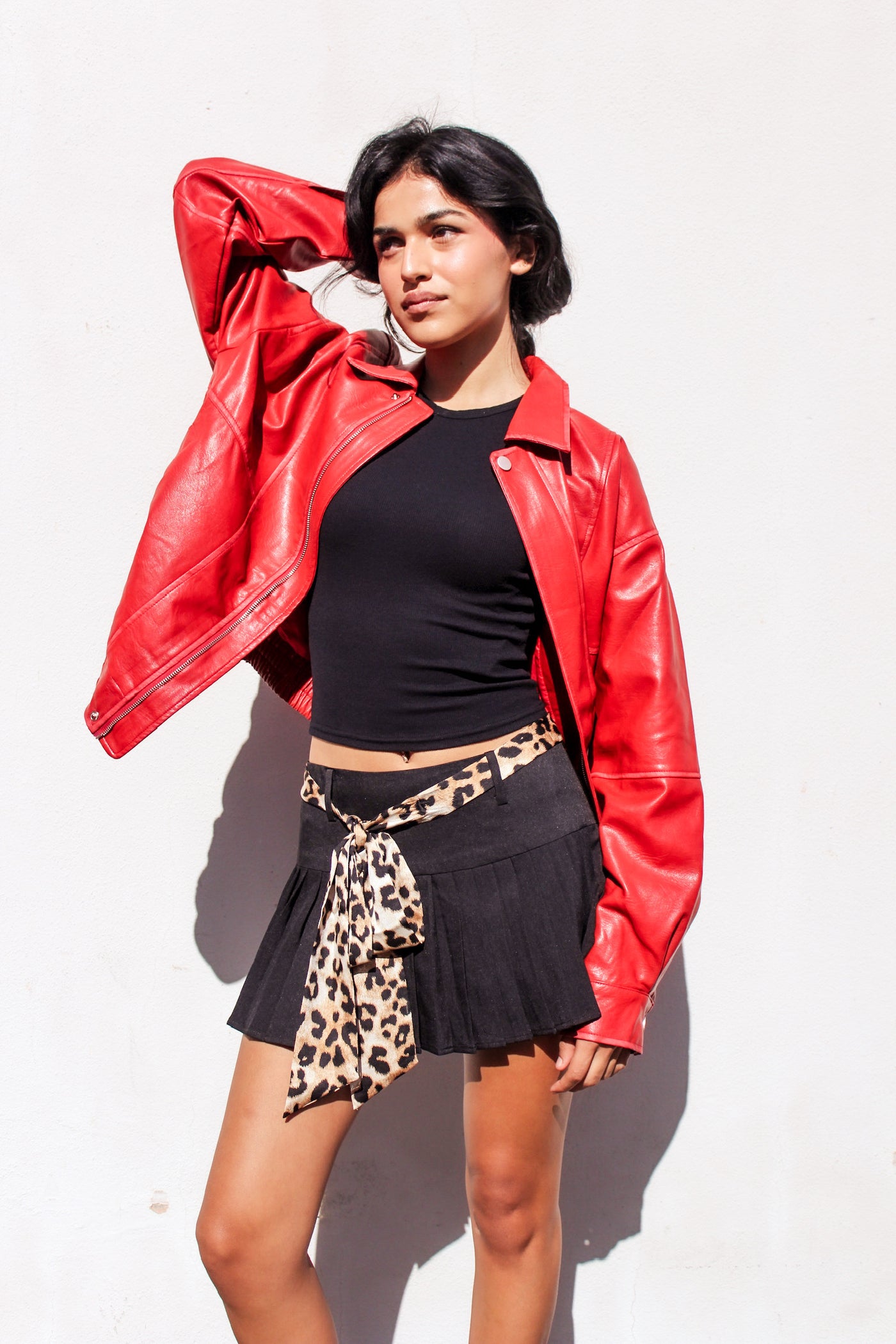 Red Rebellion Faux Leather Bomber by 75