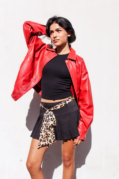 Red Rebellion Faux Leather Bomber by 75