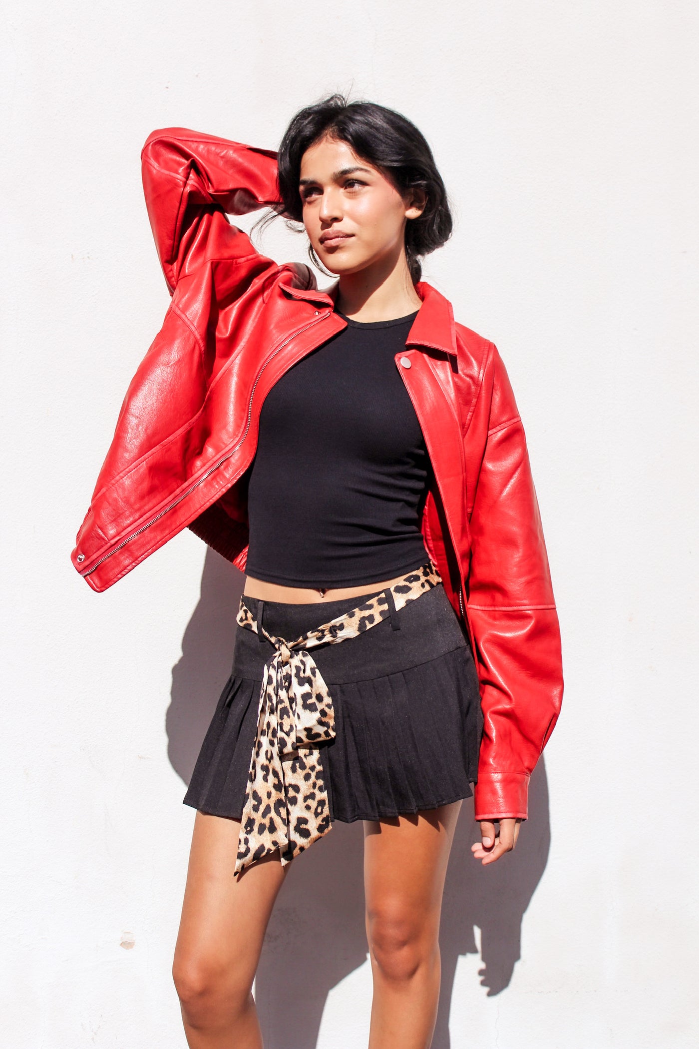 Red Rebellion Faux Leather Bomber by 75