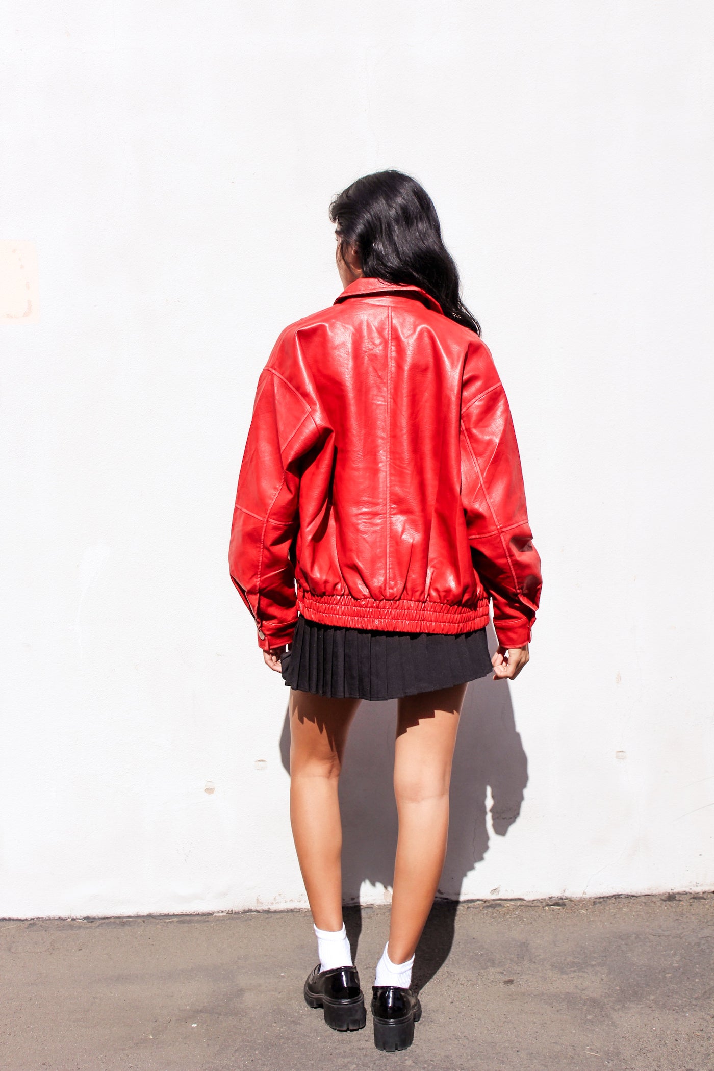 Red Rebellion Faux Leather Bomber by 75