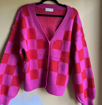 Check Cardigan Sweater by 75