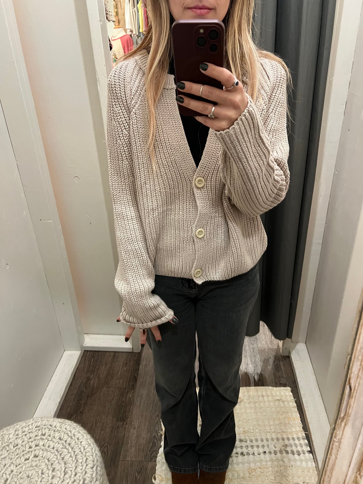 Cozy Driftwood Button-Down Cardigan by 75