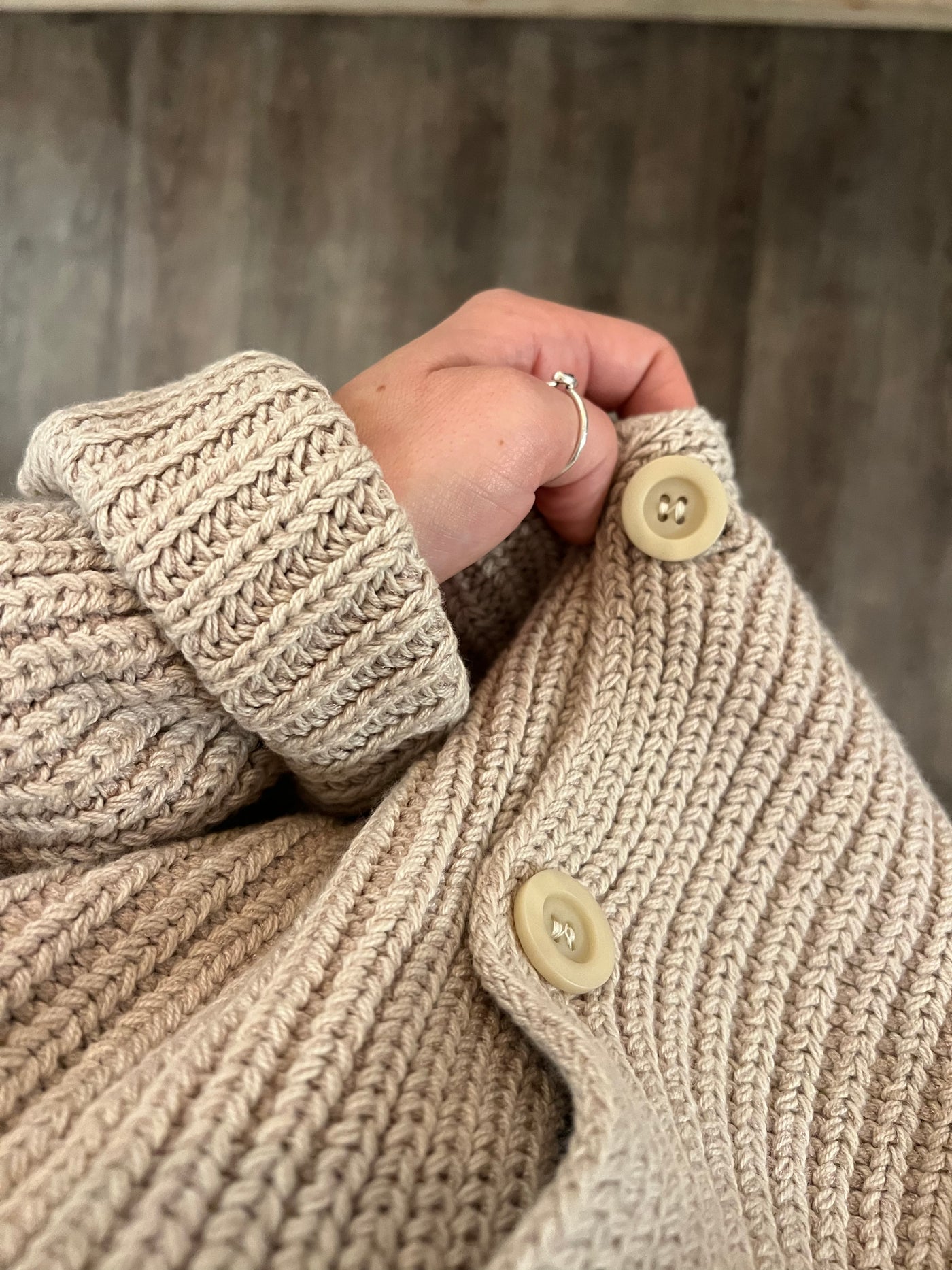 Cozy Driftwood Button-Down Cardigan by 75