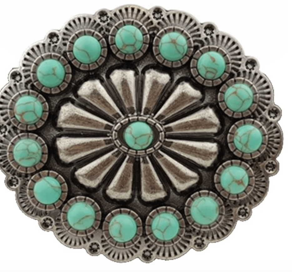 Turquoise Sunburst Leather Belt by 75