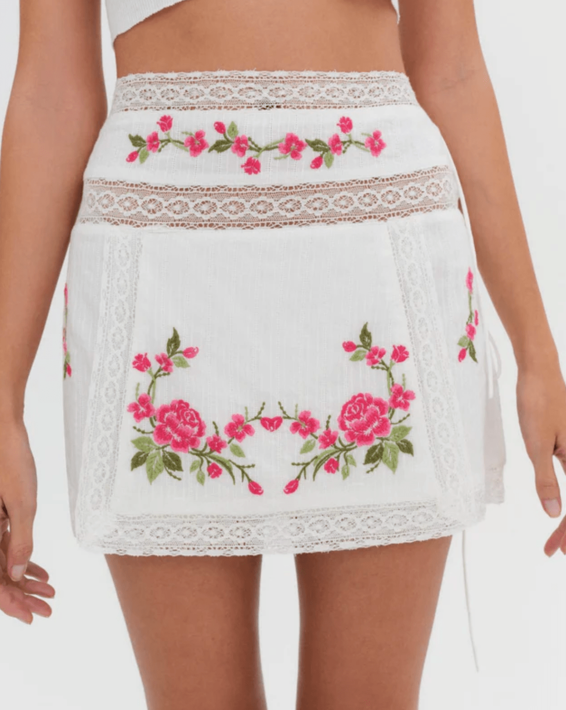 Jolene Embroidered Mini Skirt by for Love & Lemons