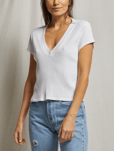 Bobby//Variegated Rib V Neck Tee by Perfect White Tee