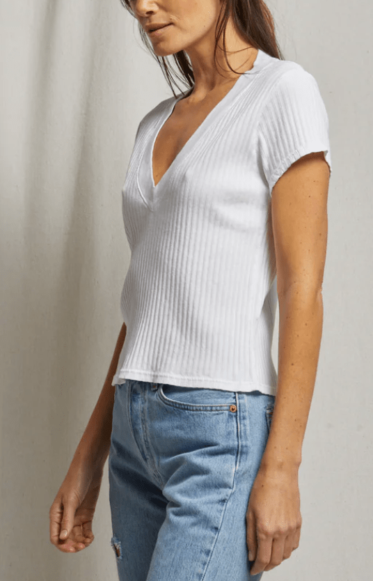 Bobby//Variegated Rib V Neck Tee by Perfect White Tee