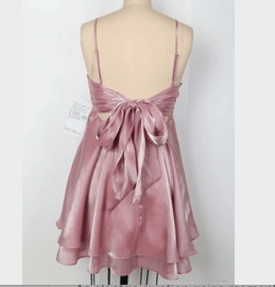 Rosy Glow Satin Mini Dress by 75