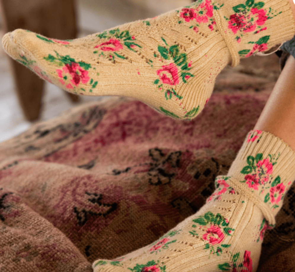 Floral Short Socks  098 by Magnolia Pearl