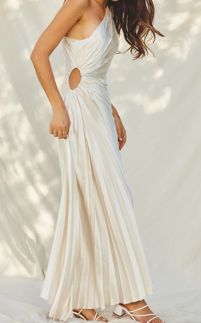 Asymmetrical Pleated Midi Featuring One Shoulder by 75