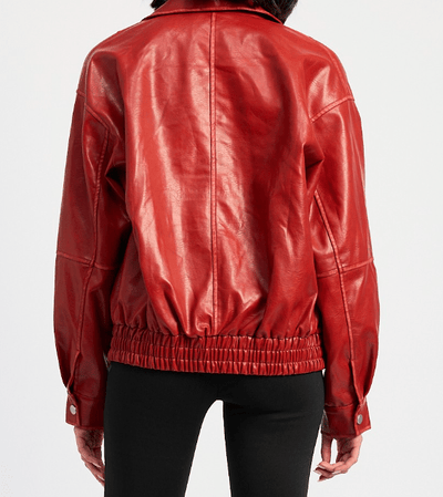 Red Rebellion Faux Leather Bomber by 75