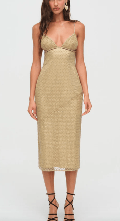 Glitter Grid Midi Dress by for Love & Lemons