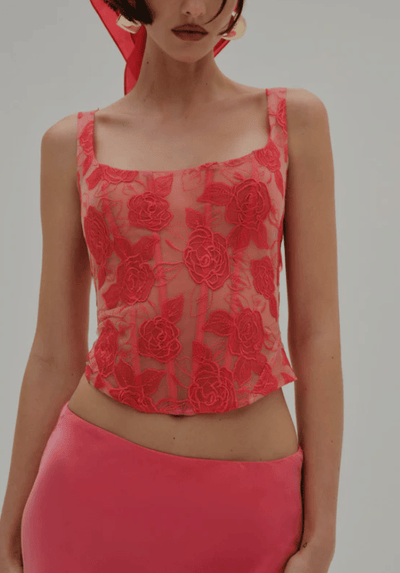 Embroidered Roses Corset Top by for Love & Lemons