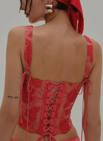 Embroidered Roses Corset Top by for Love & Lemons