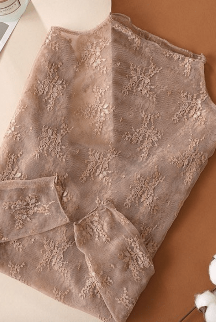 Lux Sheer Lace Long Sleeve Top by 75