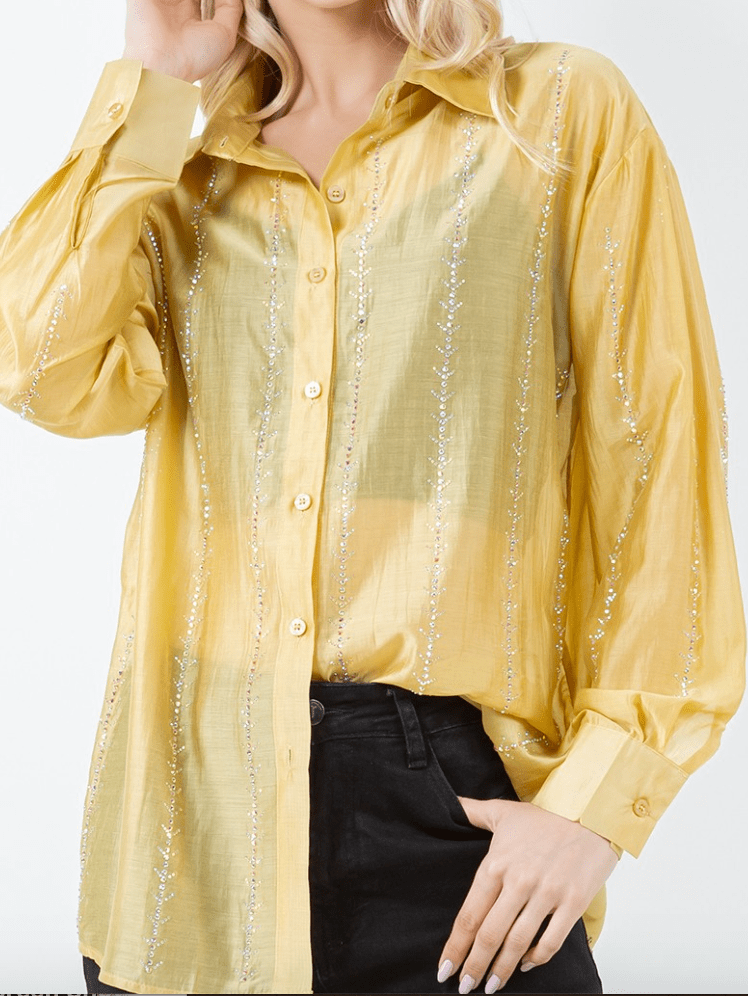 The Golden Glow Rhinestone Shirt by 75