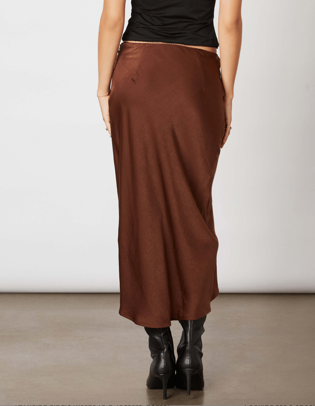 The Cocoa Satin Midi Skirt by 75