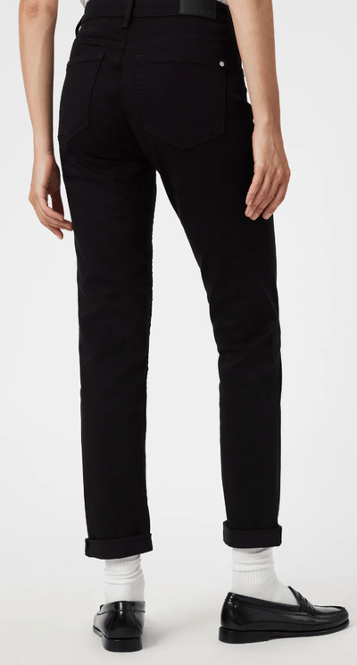 Kathleen Slim Boyfriend Jeans Mid Rise | Black Feather Blue