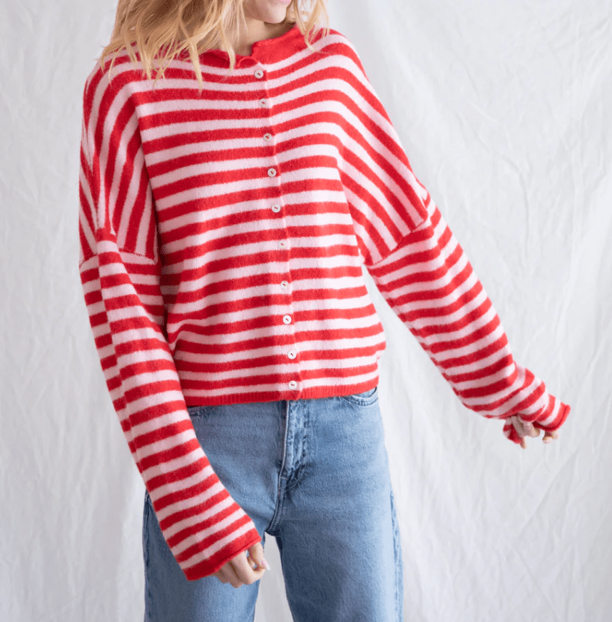 Seaside Stripe Button-Up Cardigan by 75