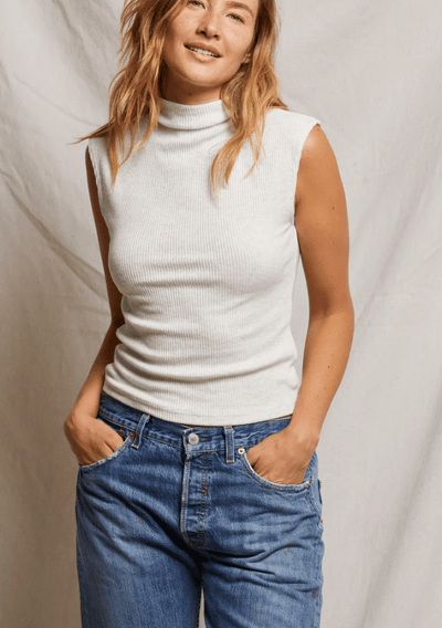 Elyse  Sweater Rib Mock Neck by Perfect White Tee