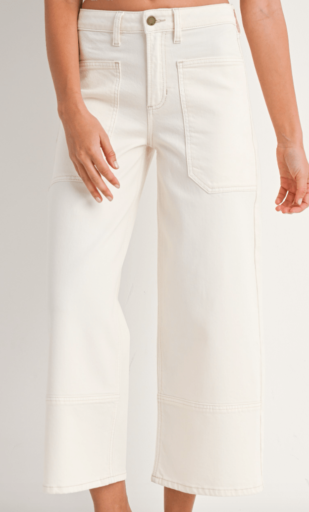 Coastal Cream Wide-Leg Jeans by 75