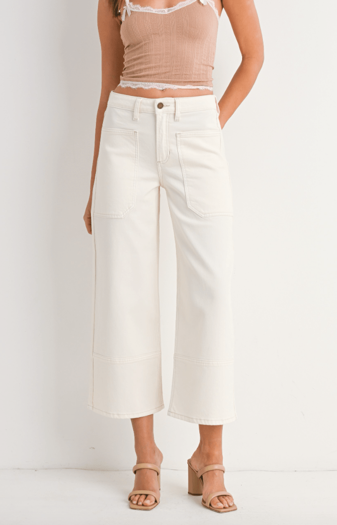 Coastal Cream Wide-Leg Jeans by 75