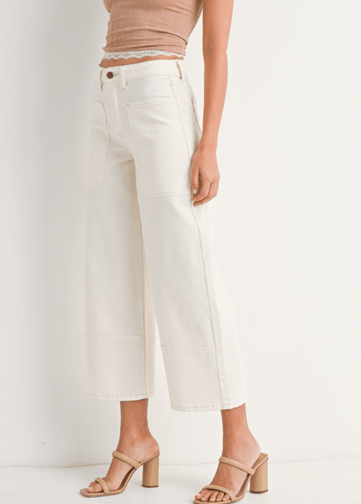 Coastal Cream Wide-Leg Jeans by 75