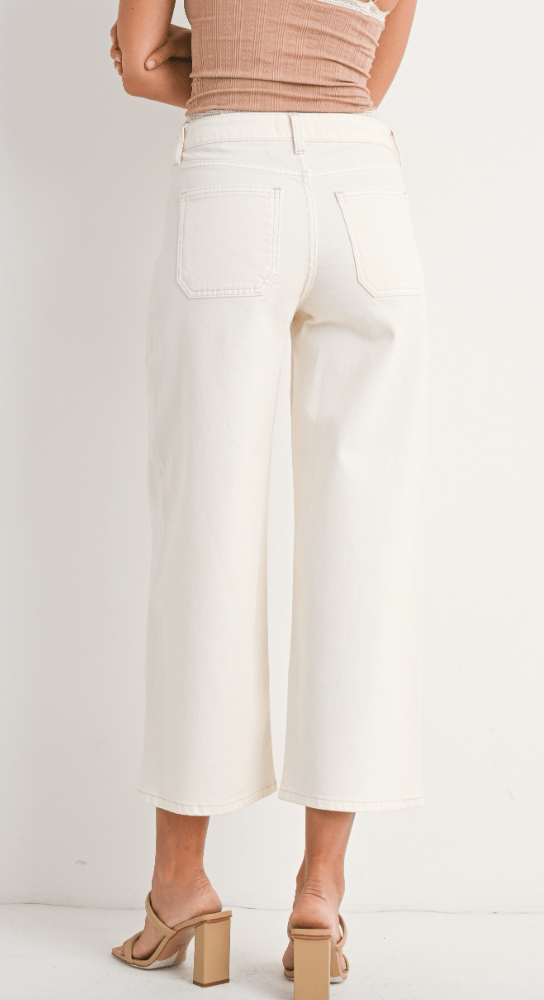 Coastal Cream Wide-Leg Jeans by 75