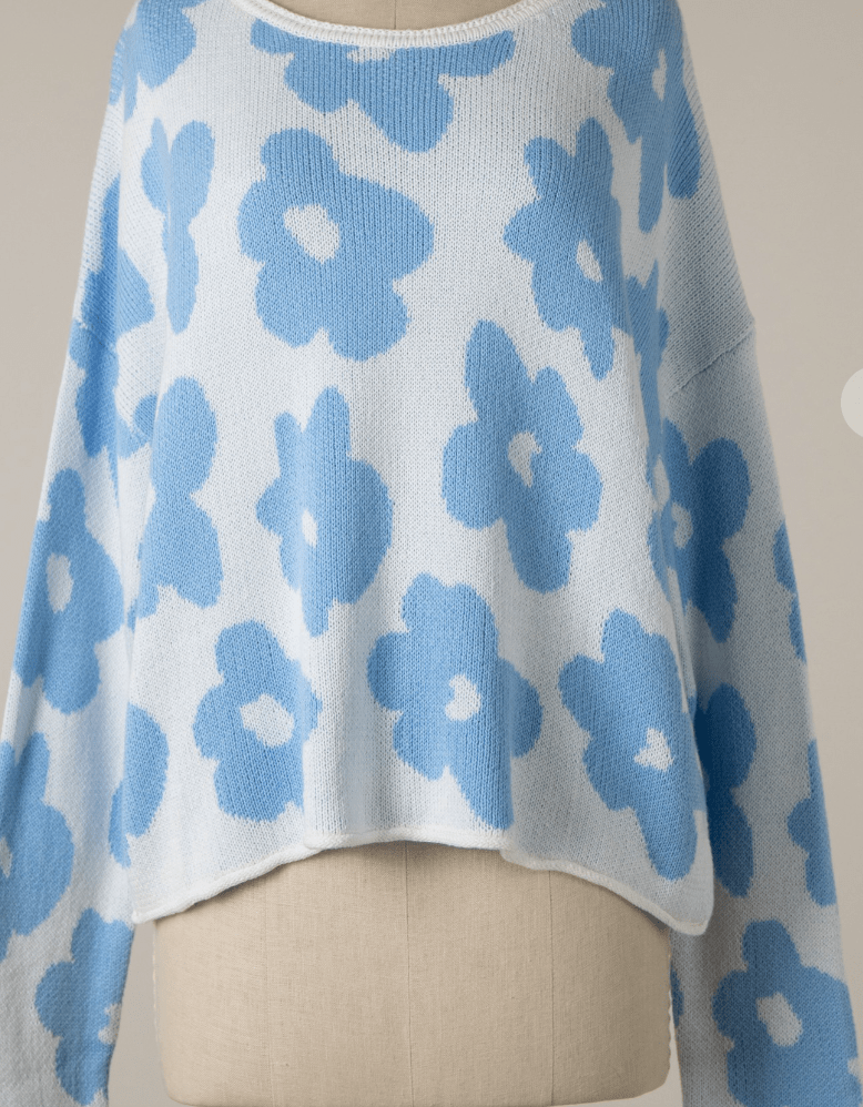 Blue Skies Floral Knit Sweater by 75