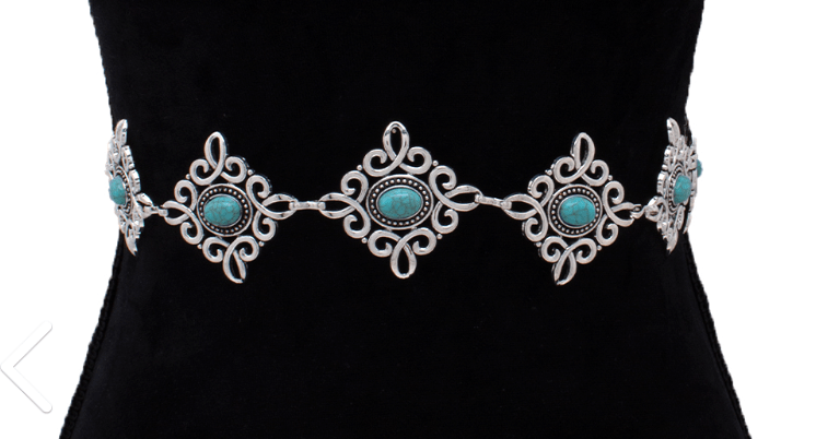 Turquoise Mirage Concho Belt BY 75 DEGREES