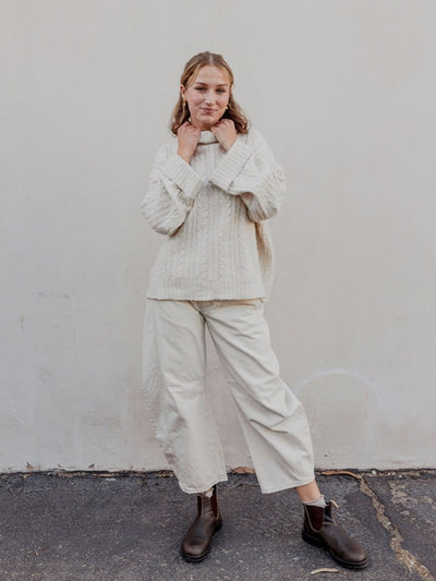 BRAID KNIT TURTLENECK CROPPED SWEATER TOP